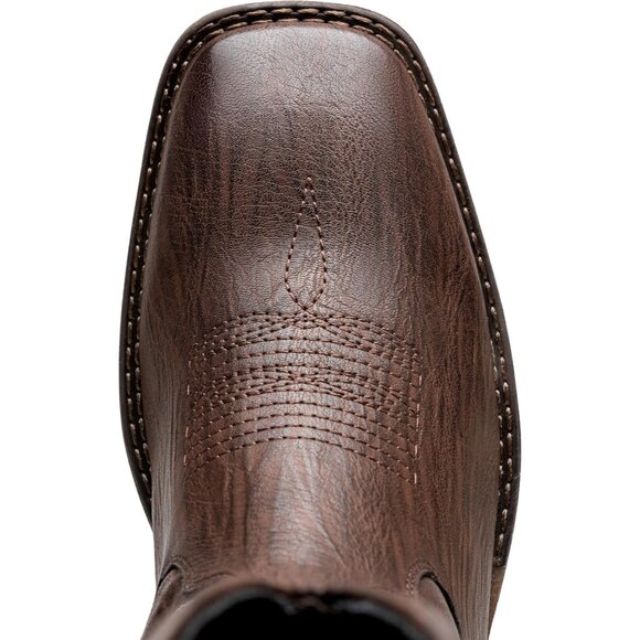 Jousen Mens Amy8420-darkbrown Embroidery Retro Square Toe Chunky Heeled Boots - Picture 4 of 8